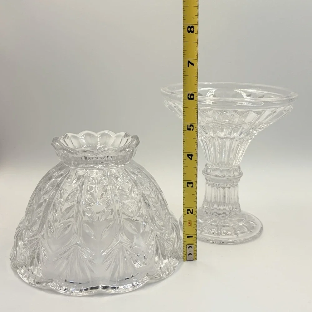 Fairy Lamp  Fifth‎ Avenue Portico Pattern Candle Holder Crystal Clear 9.25